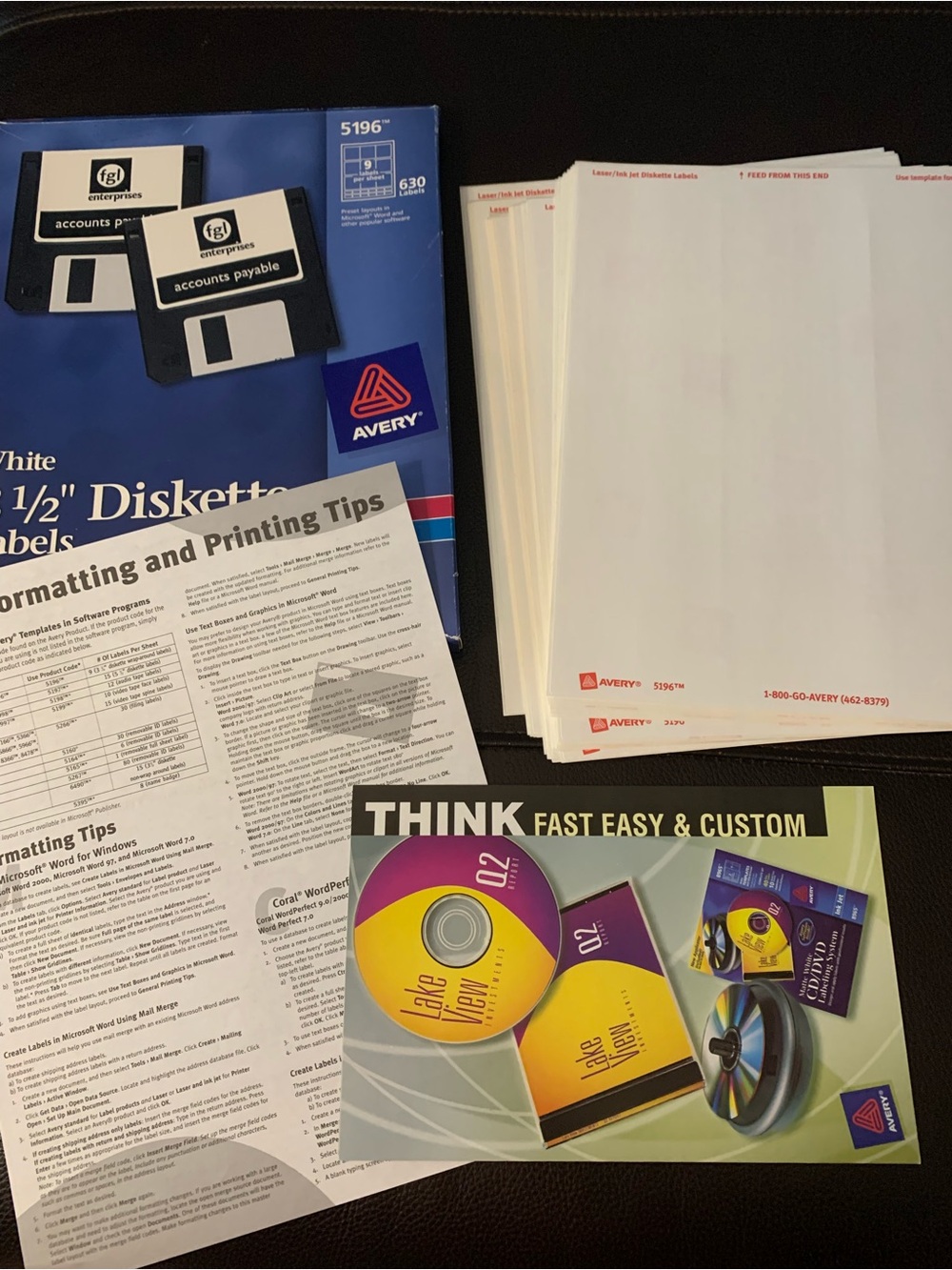 Avery 5196 White Diskette Labels 3-1/2” Diskette 9 Labels Per Sheet - 37 Sheets